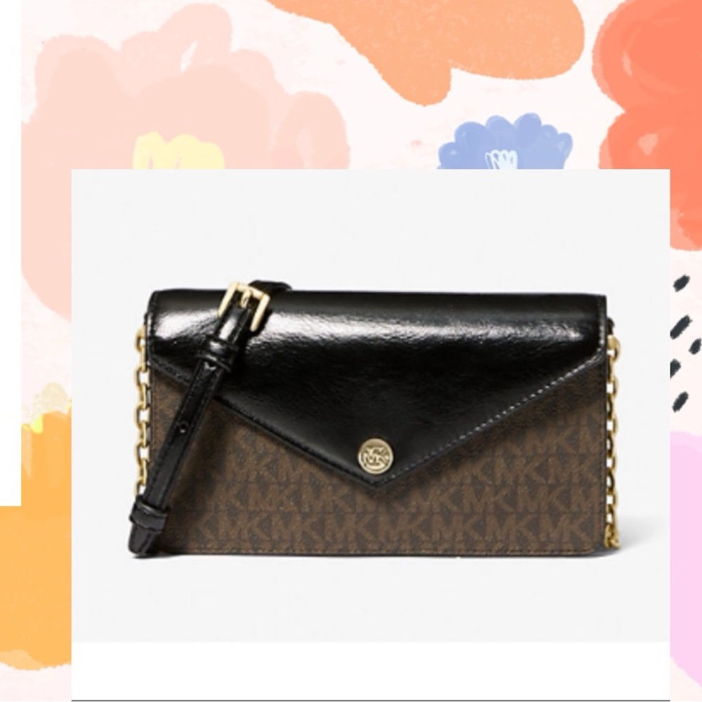 NWT Michael Kors Black Envelope Signature Logo Crossbody Bag - Picture 7 of 7